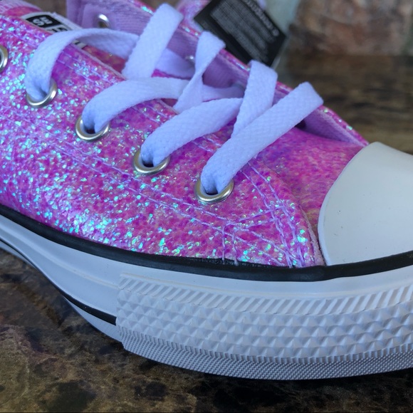 NEW Converse Little Girls All Star Glitter sneaker - Picture 9 of 16